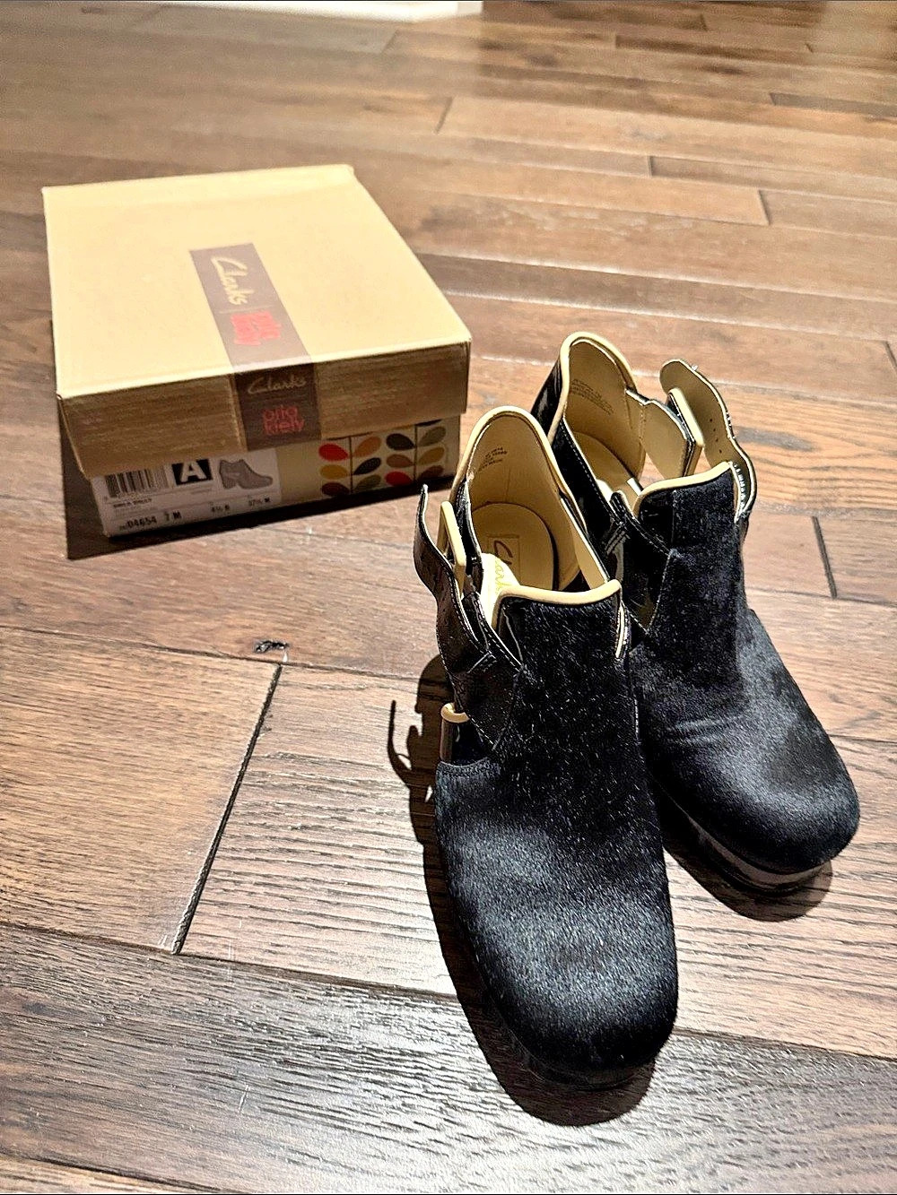 Clarks Orla Dilly Calf Hair Hide Black Heels US 7 M